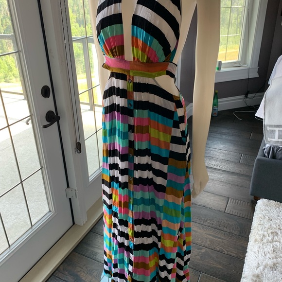 Mara Hoffman multi color stripe halter dress - Picture 3 of 7